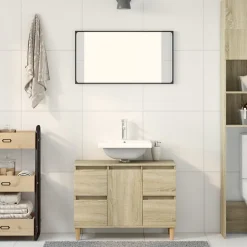 zmh Meuble d'évier chêne sonoma 80x33x60 cm bois d'ingénierie* Meuble Wc
