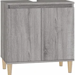 zmh Meuble d'évier sonoma gris 58x33x60 cm bois d'ingénierie