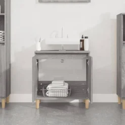 zmh Meuble d'évier sonoma gris 58x33x60 cm bois d'ingénierie