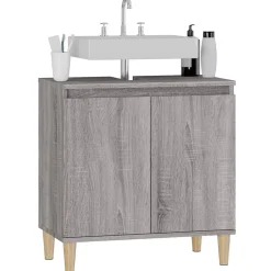 zmh Meuble d'évier sonoma gris 58x33x60 cm bois d'ingénierie