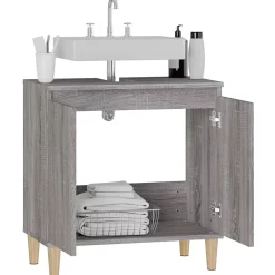 zmh Meuble d'évier sonoma gris 58x33x60 cm bois d'ingénierie