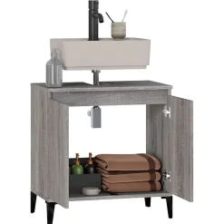 zmh Meuble d'évier sonoma gris 58x33x60 cm bois d'ingénierie* Meuble Wc