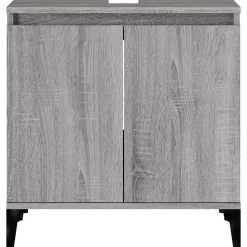 zmh Meuble d'évier sonoma gris 58x33x60 cm bois d'ingénierie* Meuble Wc