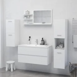 zmh Miroir de salle de bain blanc 90x10,5x45 cm