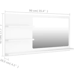 zmh Miroir de salle de bain blanc 90x10,5x45 cm