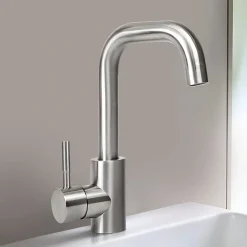 zmh Mitigeur de lavabo moderne en acier inoxydable pour salle de bain avec douche extractible