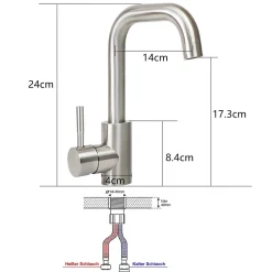 zmh Mitigeur de lavabo moderne en acier inoxydable pour salle de bain avec douche extractible