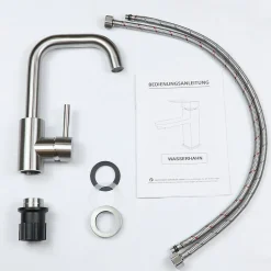 zmh Mitigeur de lavabo moderne en acier inoxydable pour salle de bain avec douche extractible