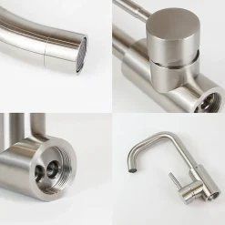 zmh Mitigeur de lavabo moderne en acier inoxydable pour salle de bain avec douche extractible