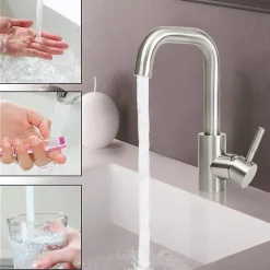 zmh Mitigeur de lavabo moderne en acier inoxydable pour salle de bain avec douche extractible