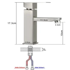 zmh Robinet de lavabo en acier inoxydable haute pression avec mitigeur monocommande