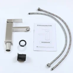 zmh Robinet de lavabo en acier inoxydable haute pression avec mitigeur monocommande