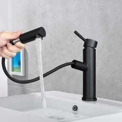zmh Robinet de lavabo noir avec douchette extensible pour salle de bain et cuisine* Robinet Lavabo Et Vasque