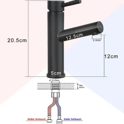 zmh Robinet de lavabo noir avec douchette extensible pour salle de bain et cuisine* Robinet Lavabo Et Vasque